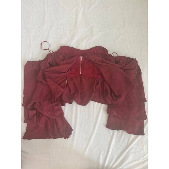 Lulus Burgundy Off Shoulder Top Size S - Picture 2 of 6